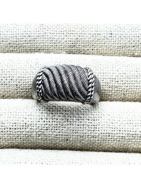 Judith Ripka Womens Ring Sterling Silver Ribbed Wide Band Size 8